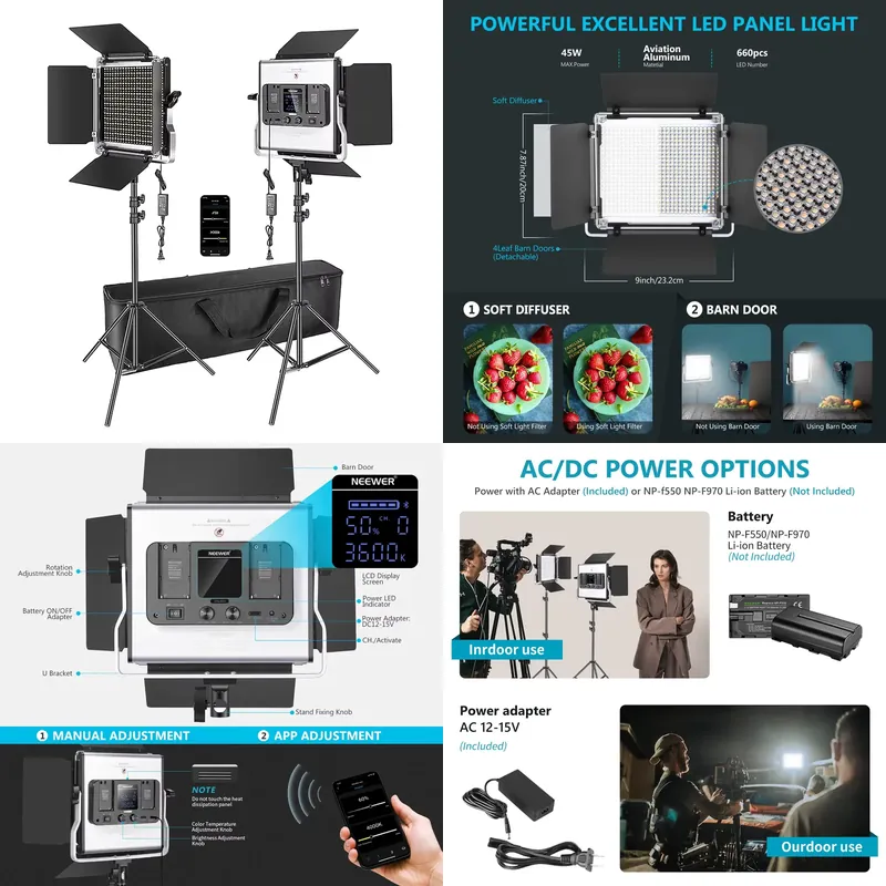 Photography Lighting Kit Neewer - Kit d'éclairage vidéo et photo 3200K-5600K