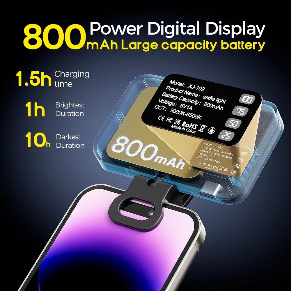 Photography Using Lighting - Lampe LED Selfie 800/1000mAh, 3 Modes,