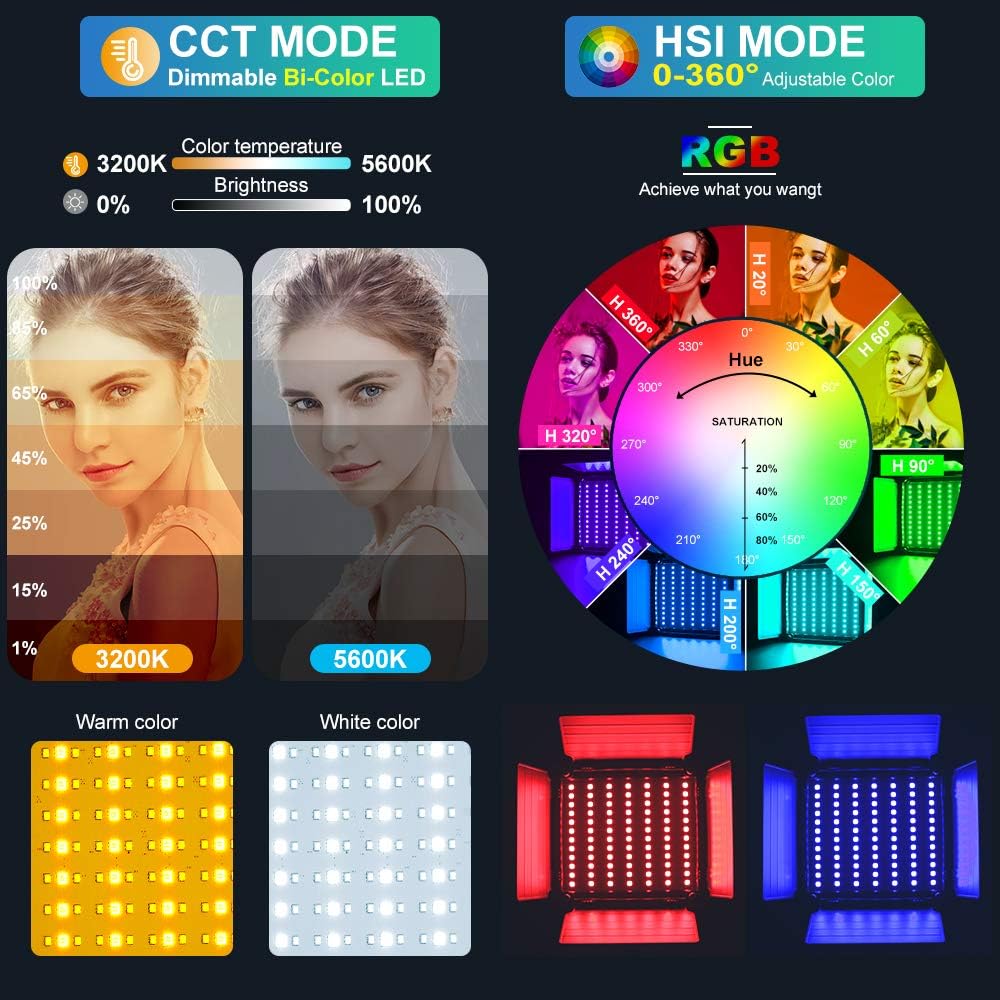 Panneau lumineux LED RVB avec  - Photography Lighting Kits avis et prix