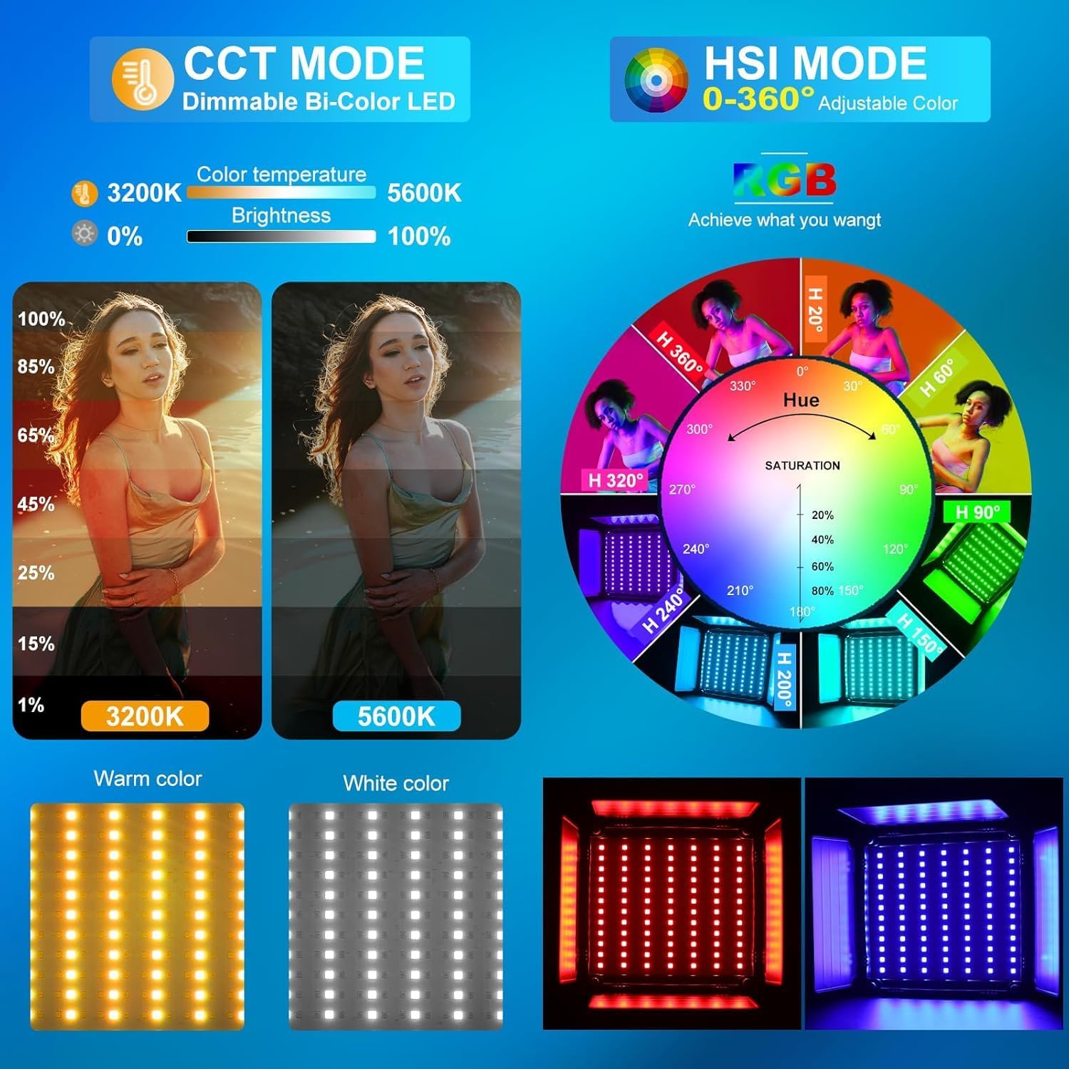 Kit d'éclairage vidéo LED RGB, - Photography Lighting Kits avis et prix